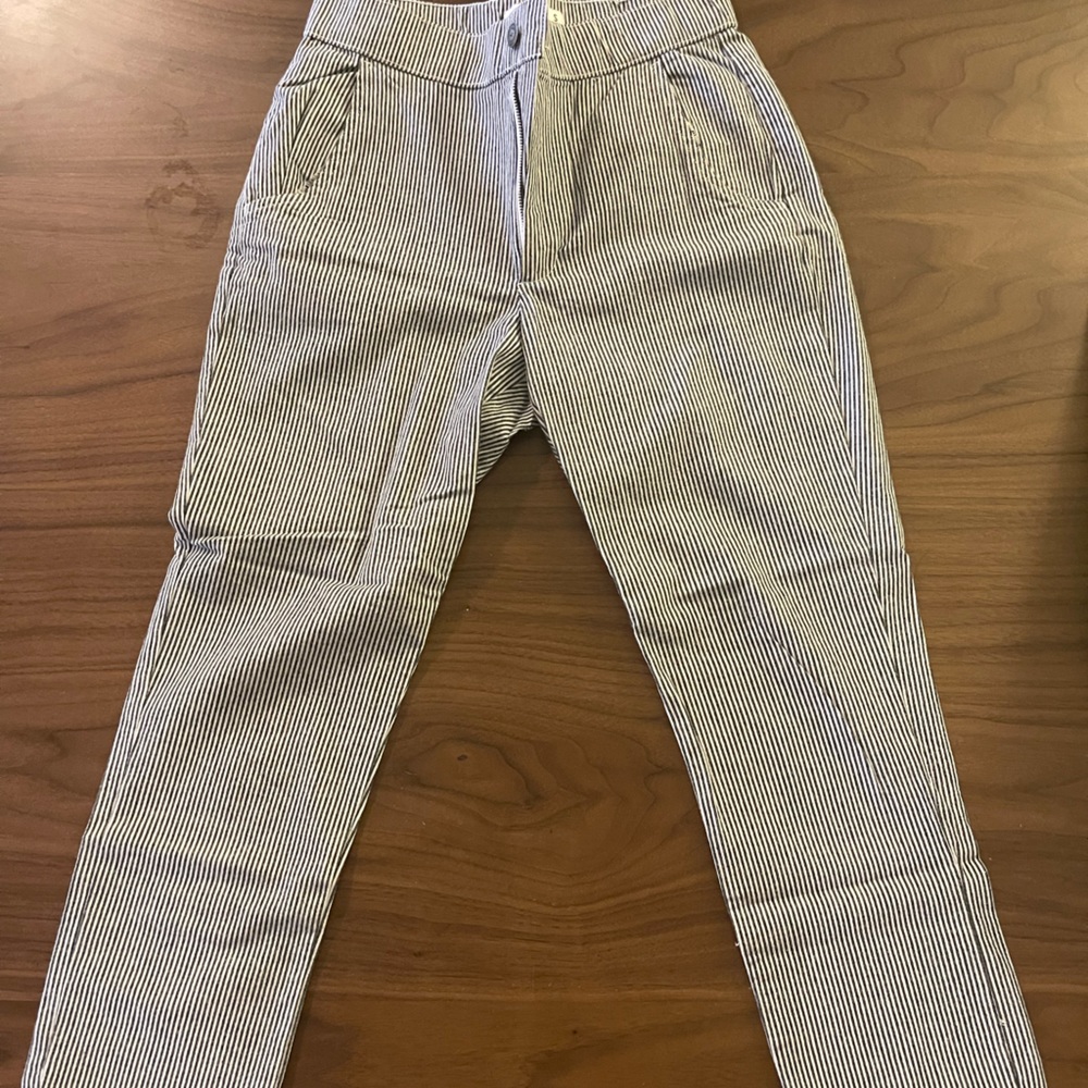 Striped pants, size S, blue in color.